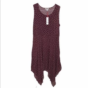 Elle Maroon and white polka dot dress